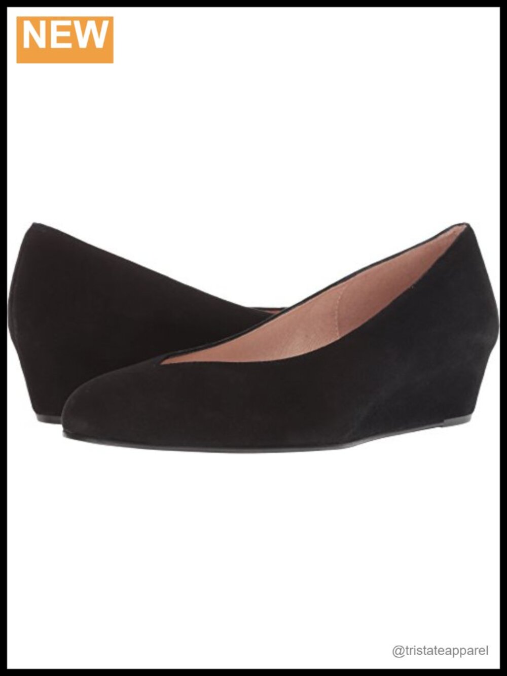 Suede Slip-On Wedge Heel Round Toe Dress Pump